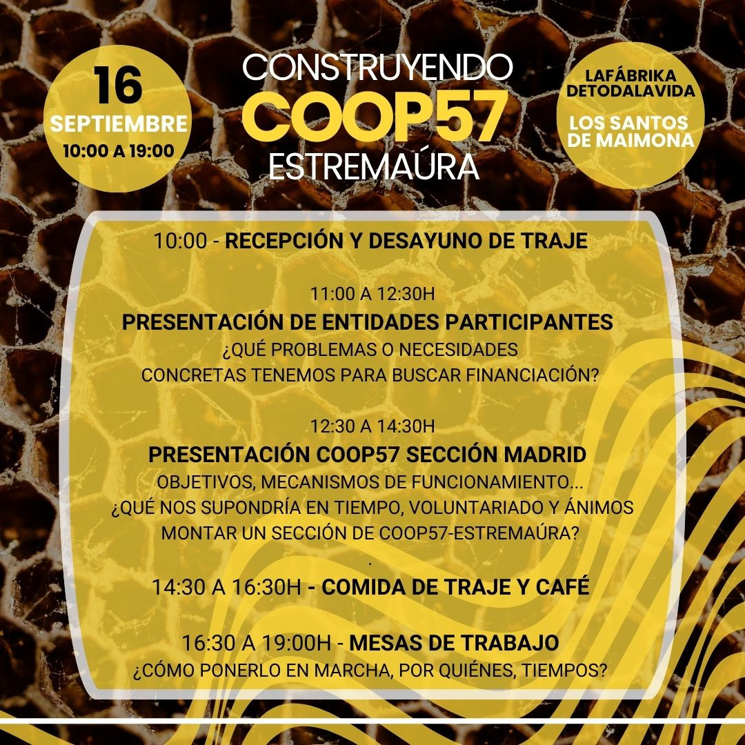 Programa del encuentro de Coop57 Estremaúra en Los Santos de Maimona